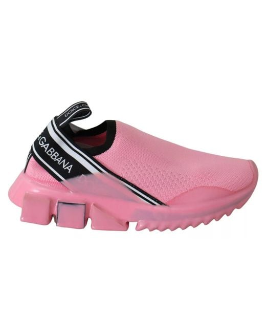 Dolce Gabbana Women's Black Pink Low Top Sorrento Sneakers Slip