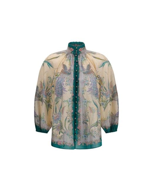 Zimmermann Blue Multicolor Cotton Blouse