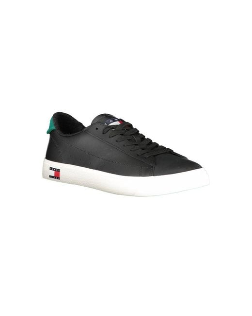 Tommy Hilfiger Black Leather Men Sneaker for men
