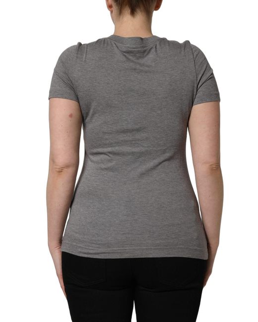 Dolce & Gabbana Gray Logo Embroidery Short Sleeve T