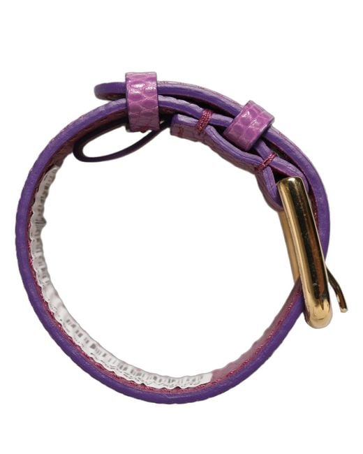 Dolce & Gabbana Purple Textured Leather Gold Buckle Belt Strap Bracelet