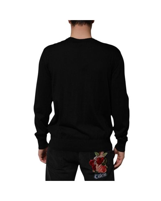 Dolce & Gabbana Multicolor Black Cashmere Cherub Print Baroque Sweater for men