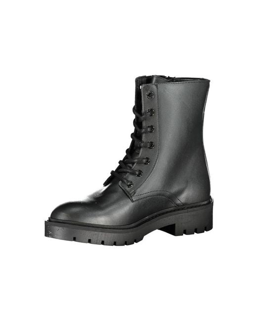 Calvin Klein Black Chic Ankle Boot With Laces And Zip Detail