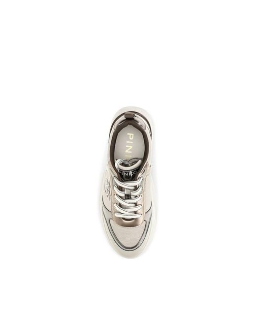 Pinko White Calf Leather Bos Taurus Chunky Sneakers