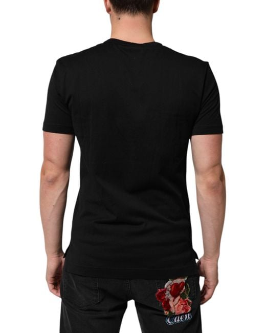 Dolce & Gabbana Black Logo Embroidered Tshirt for men