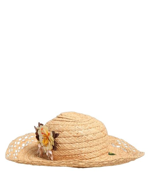 Dolce & Gabbana Metallic Beige Wide Brim Floral Bucket Capello Hat