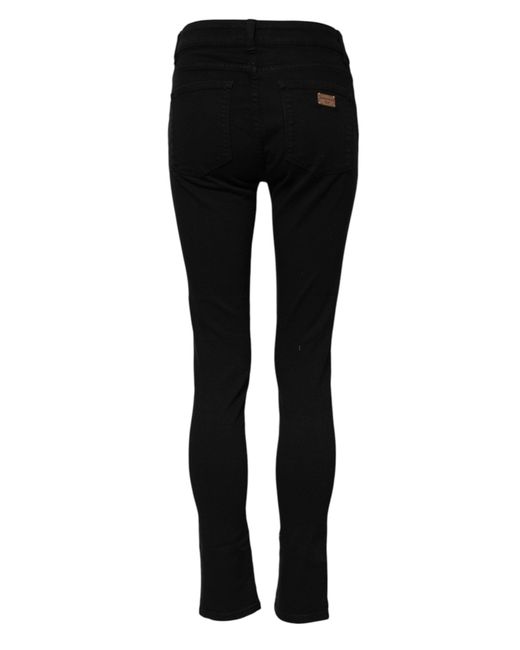 Dolce & Gabbana Black Skinny Cotton Mid Waisted Denim Jeans for men