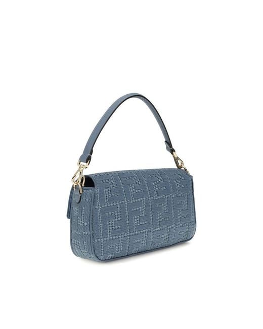 Fendi Blue Raffia Shoulder Bag