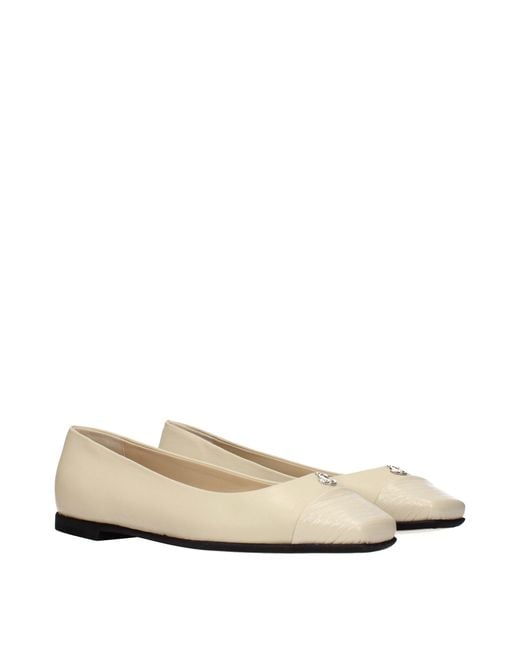 Jimmy Choo Natural Beige Leather Ballet Flats