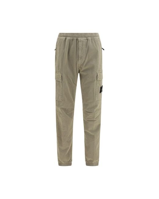 Stone Island Green Bicolor Cotton Cargo Pants for men