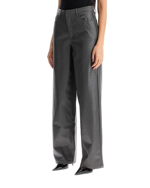 ROTATE BIRGER CHRISTENSEN Gray Wide Woven Patterned Trousers With A