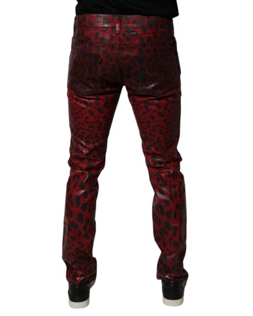 Dolce & Gabbana Black Leopard Cotton Skinny Denim Jeans for men