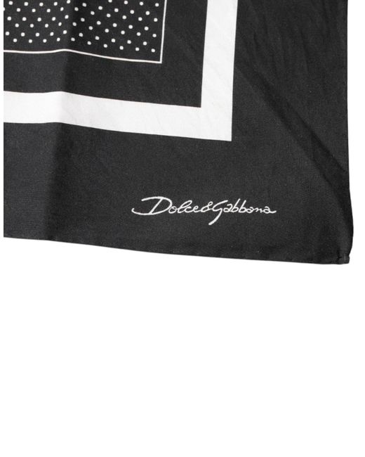 Dolce & Gabbana Black Polka Dots Cotton Handkerchief Scarf for men