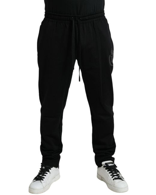 Dolce & Gabbana Black Cotton Logo Jogger Men Sweatpants Pants for men