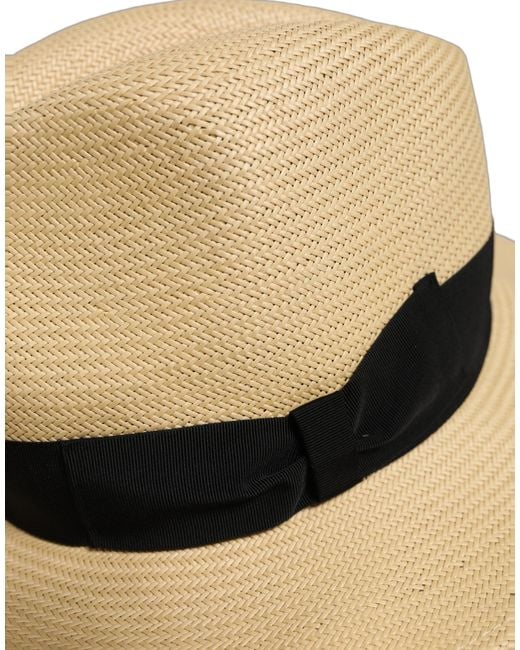 Dolce & Gabbana White Men Beige Paper Straw Fedora Panama Capello Hat for men