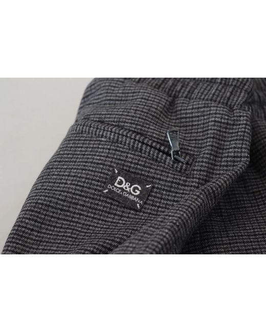 Dolce & Gabbana Blue Gray Striped Wool Skinny Trouser Pants for men