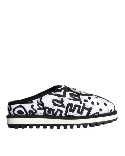 Dolce & Gabbana White Quilted Logo Sandals Slides Shoes for men
