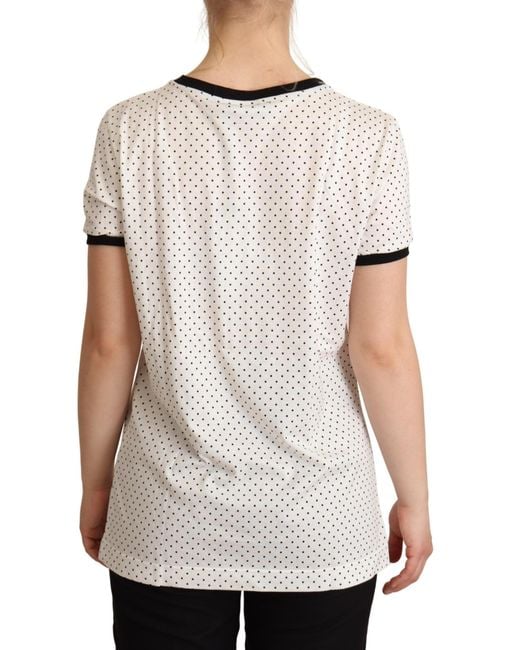 Dolce & Gabbana White Dolce Gabbana Tsh6340 Polka Dot Tshirt