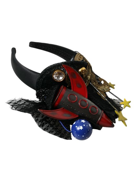 Dolce & Gabbana Black Missile Rocket Crystal Stars Headband Diadem