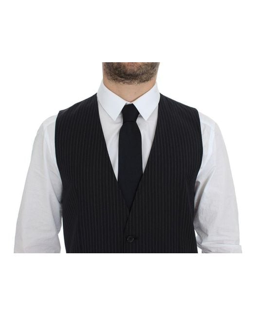 Dolce & Gabbana Blue Dolce Gabbana Gray Stretch Formal Dress Vest Gilet for men