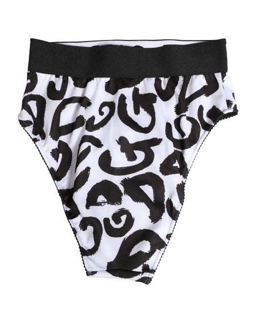Dolce & Gabbana Black White Graphic Logo High Brief Underwear