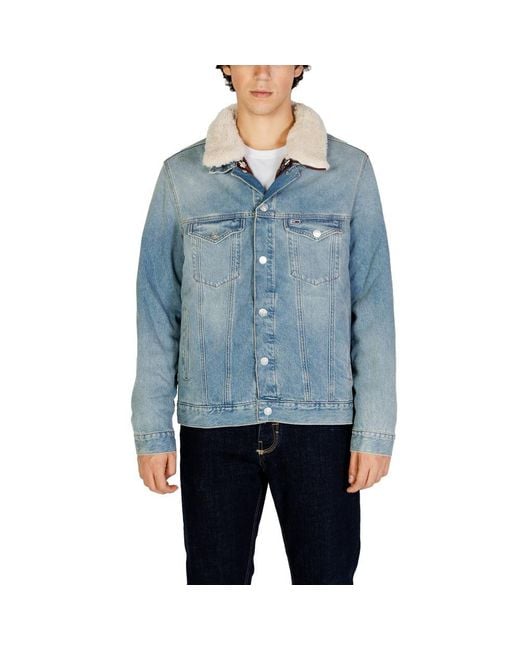 Tommy Hilfiger Blue Denim Jacket Sherpa Collar for men