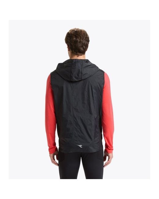 Diadora Red Bicolor Polyamide Waistcoat for men