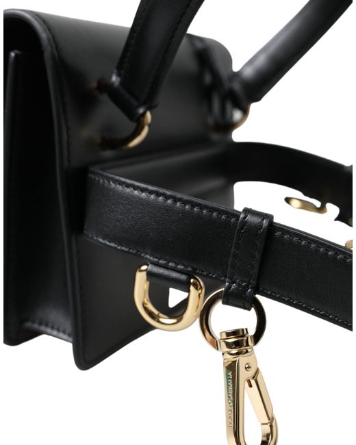 Dolce & Gabbana Black Leather Mini Belt Waist Dg Girls Purse Bag