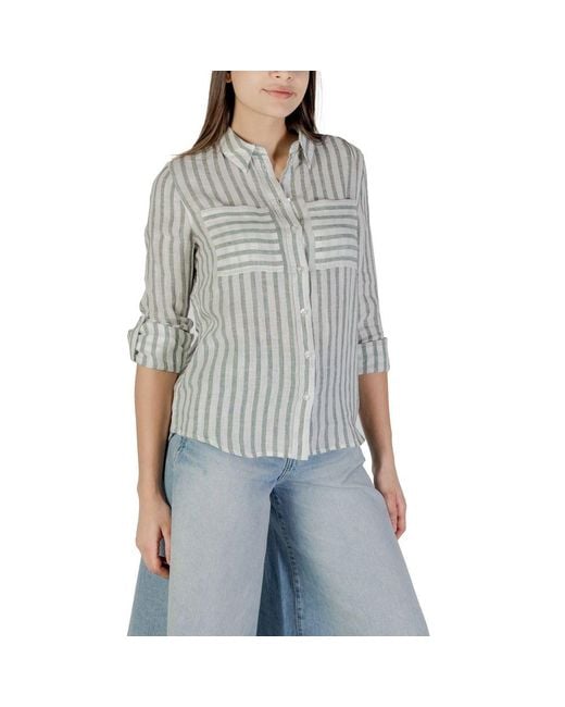 Street One Gray Green Linen Shirt
