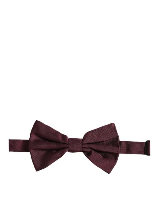 Dolce & Gabbana Brown Men Maroon 100% Silk Adjustable Neck Papillon Bow Tie for men