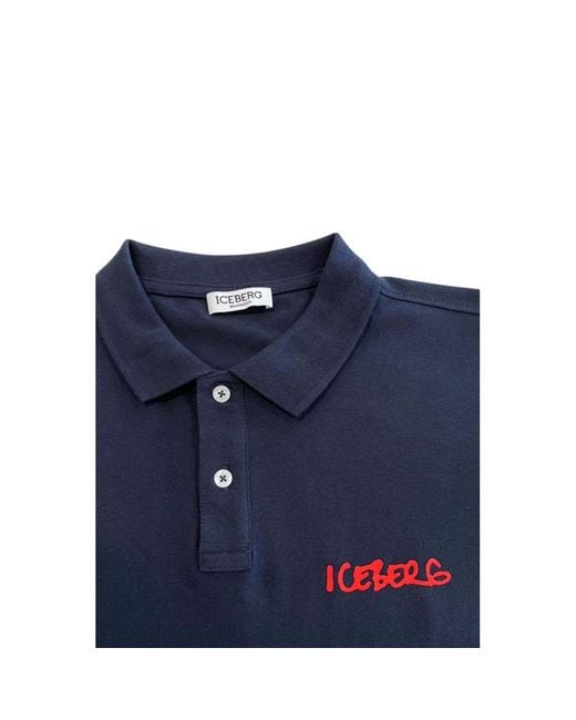 Iceberg Blue Cotton Men Polo Shirt for men