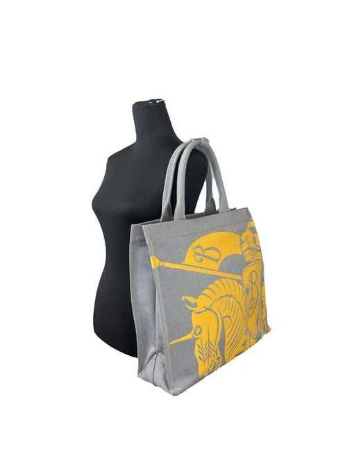 Burberry Yellow Ekd Canvas Tote Bag With Coin Pouch
