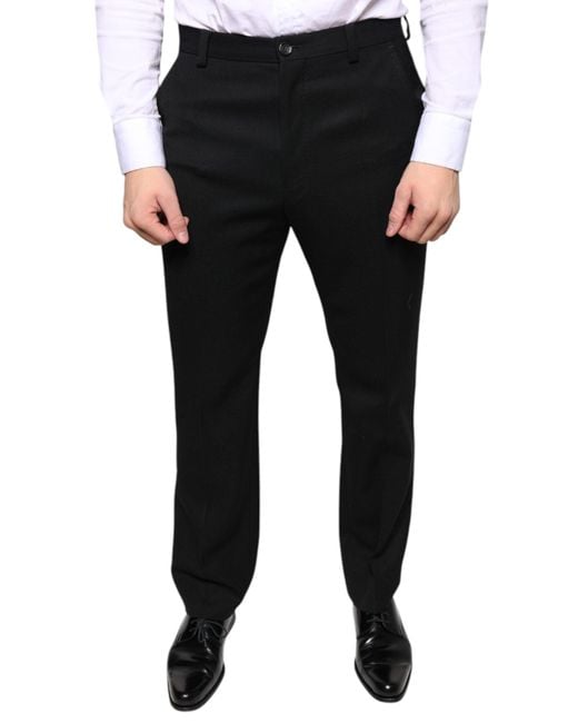 Dolce & Gabbana Black Wool Skinny Dress Pants for men