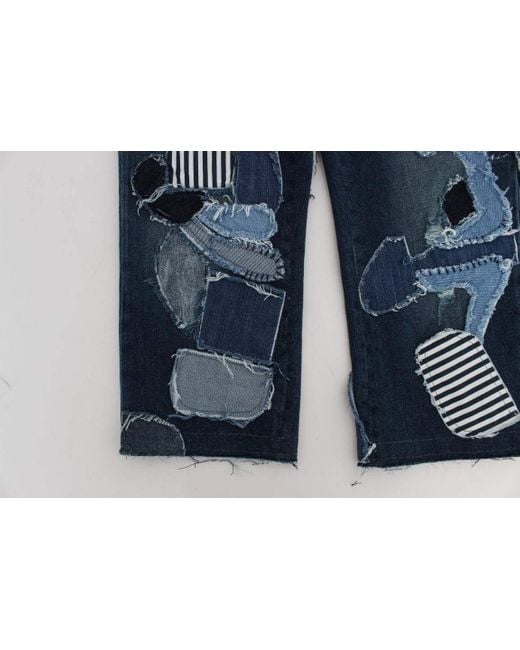 Dolce & Gabbana Blue Stretch Patchwork Jeans Shorts