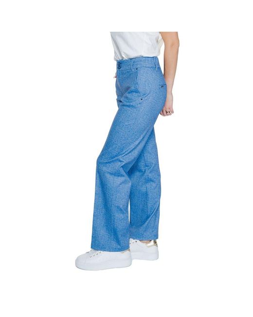 Street One Blue Polyester Casual Pants