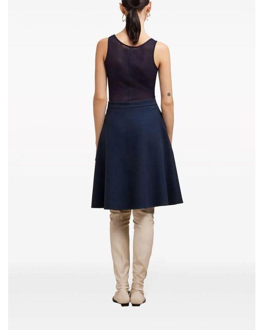 AMI Gray Knitted Midi Skirt