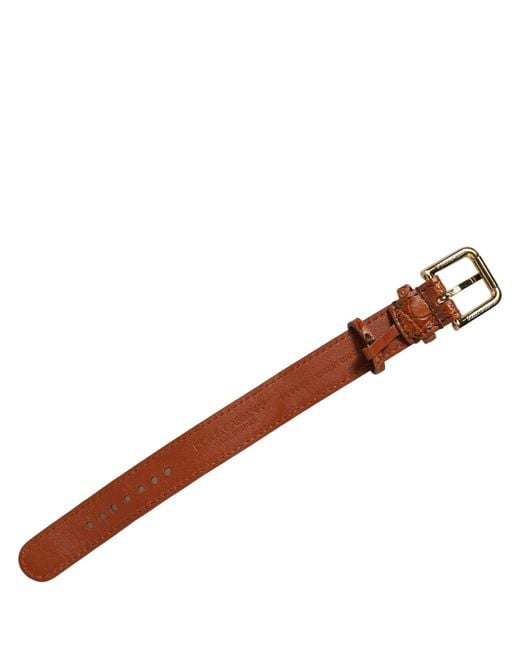 Dolce & Gabbana Metallic Brown Textured Leather Gold Buckle Belt Strap Bracelet
