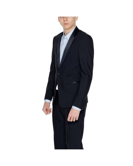 Antony Morato Blue Black Polyester Blazer for men