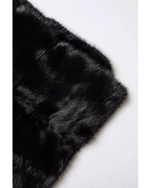 Dolce & Gabbana Black Fur Shawl Neck Wrap Cover Collar Scarf