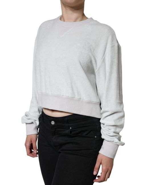 Dolce & Gabbana Gray Nylon Stretch Crew Neck Pullover Sweater