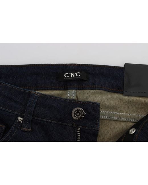 CoSTUME NATIONAL Cotton Blend Slim Fit Jeans Blue Sig32580