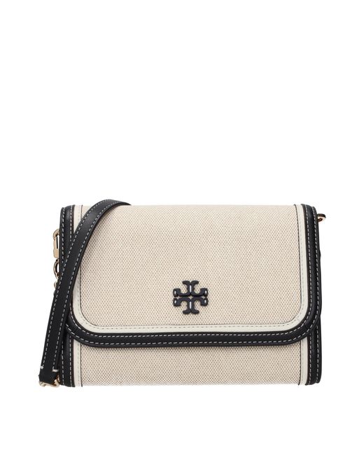Tory Burch Natural Beige Fabric Clutch Bag