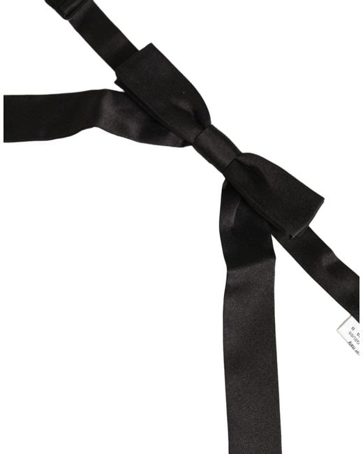 Dolce & Gabbana Men Black 100% Silk Adjustable Neck Papillon Bow Tie for men