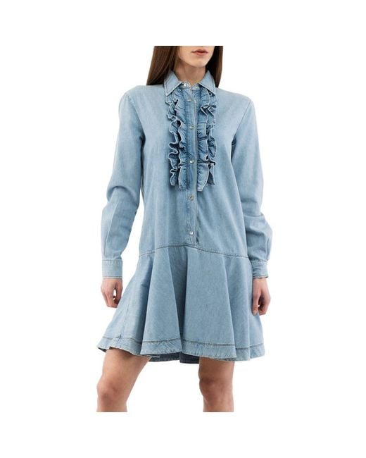 Moschino Blue Multicolor Cotton Casual Dress