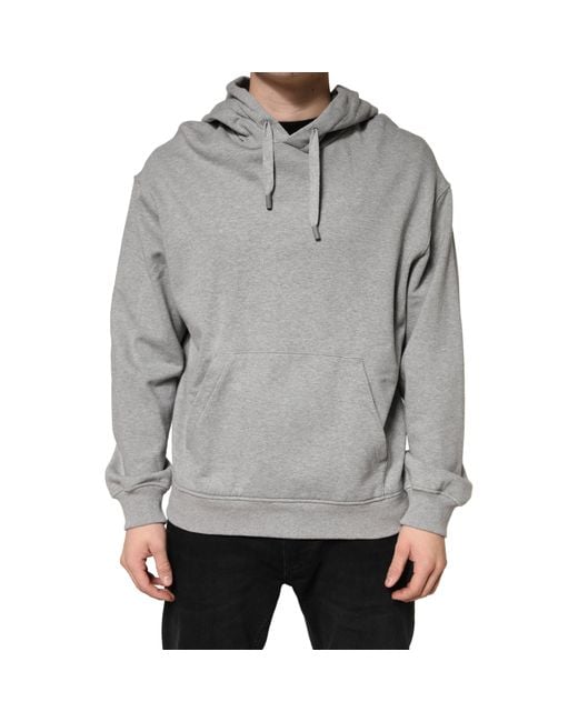 Dolce & Gabbana Gray Cotton Hooded Sweatshirt Sweater for men