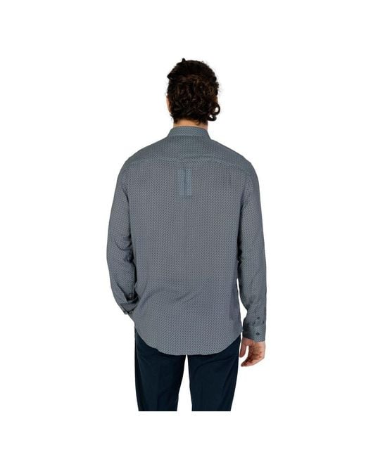 ARMANI EXCHANGE Blue Gray Viscose Pattern Shirt for men
