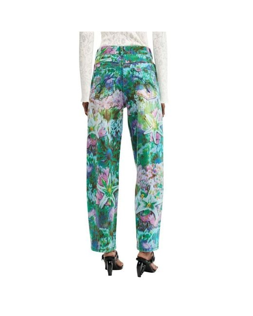 Desigual Green Cotton Mom Jeans