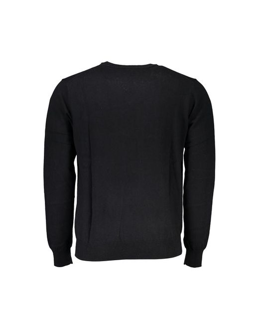 Harmont & Blaine Black Elegant V-Neck Embroidered Sweater for men
