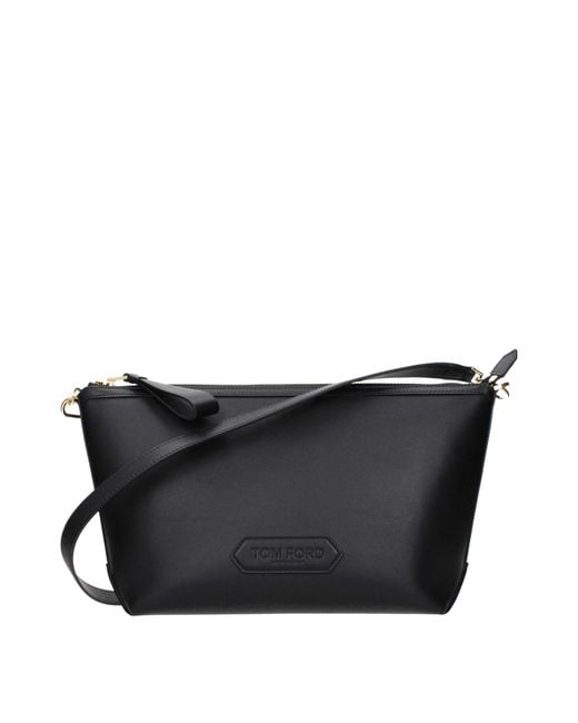 Tom Ford Black Leather Crossbody Bag for men