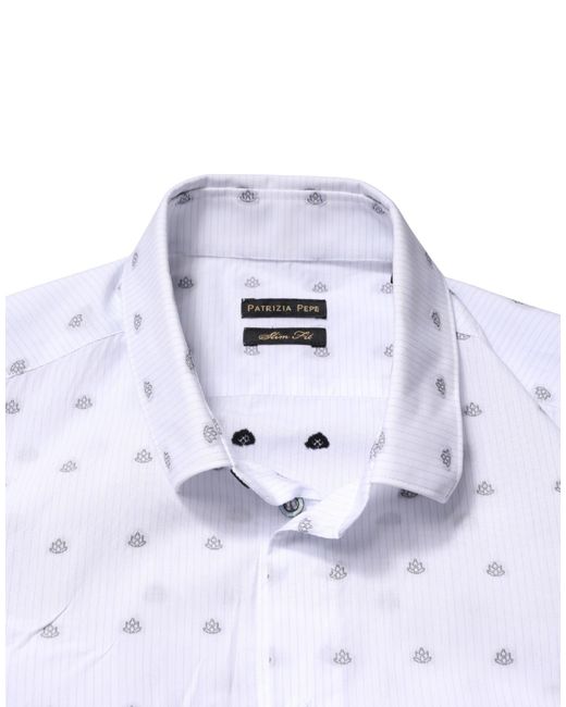 Patrizia Pepe White Cotton Slim Fit Collared Men Dress Shirt for men